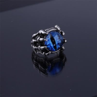 Retro Gotische Blauwe Boze Oog Ringen Voor Mannen Vrouwen Unisex Punk Demon Drakenklauw Hip Hop Verstelbare Vingerring Esthetische Sieraden resizable blue