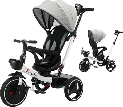 Seastone - 6 in 1 Driewieler - Kinderwagen - Driewieler Fiets met Duwstang - 360 Graden Rotatie - Buggy - Fiets - Kinderzitje - Draaibaar Zitje - Met 3-Punts Gordel - 6 maanden tot 5 jaar