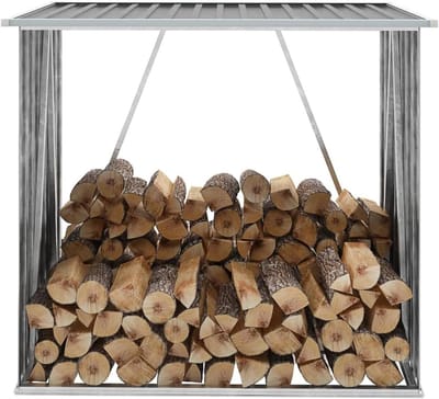 Tuinschuur - Opbergkast - Hout Opslag - Verzinkt Staal - 163 x 83 x 154 cm - Grijs