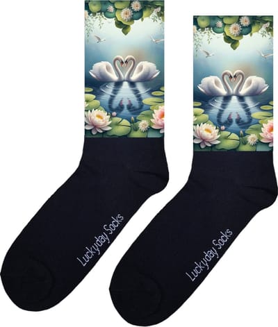 Zwanen - Valentijn sokken - Valentijns Cadeau - Grappige sokken - Leuke sokken - Hem Haar sokken - Vrolijke sokken - Vaderdag - Moederdag - Verjaardag cadeau - Kerst cadeau - Leuk Cadeau - Speciaal cadeau - Sokken maken Happy - 37-44