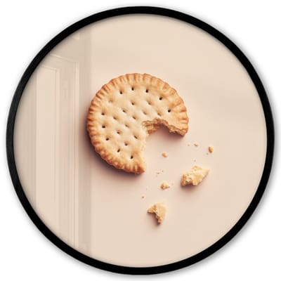 Poster in lijst Rond - Fotolijst 40x40 cm - Posters - Koekje - Kruimels - beige - Ronde posterlijst zwart - Decoratie - Wanddecoratie woonkamer - Muurdecoratie slaapkamer