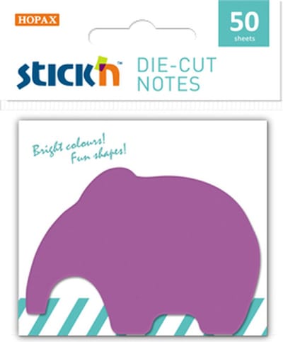 Stick'n Sticky Olifanten Notes - 50 x 70 mm - Paars - 50 Memoblaadjes
