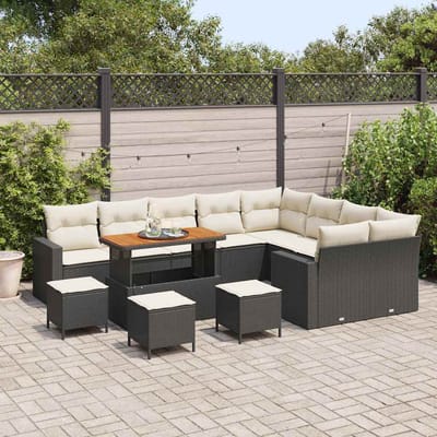 vidaXL - Tuinbank - Set - 14 - st - 11-Aantal - zitplaatsen - Zwart - en - Crème