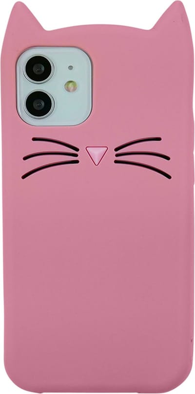 Peachy Schattige kat siliconen hoesje geschikt voor iPhone 12 mini - roze