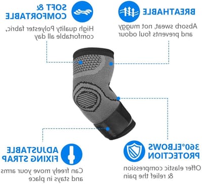 Verstelbare en Ademend Elleboogsteun, Compressiebandage voor Gewichtsheffen, Tennis en Elleboogpijnverlichting, Ideaal bij Tendinitis en Gewrichtspijn (L)