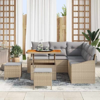 vidaXL - Tuinbank - Set - 8 - st - 7-Aantal - zitplaatsen - Beige - Poly - rattan