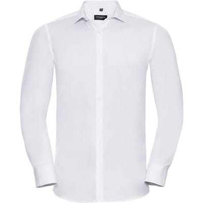 Russell Collection Heren Ultimate Stretch Shirt met Lange Mouwen (Wit)