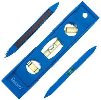 GEKO Compacte waterpas - Magnetisch - 3 bloklibellen - 15 cm - Blauw