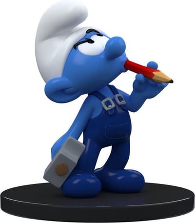 De Smurfen - Knutselsmurf beeldje (+/-12 cm) - merk: Blue Resin.