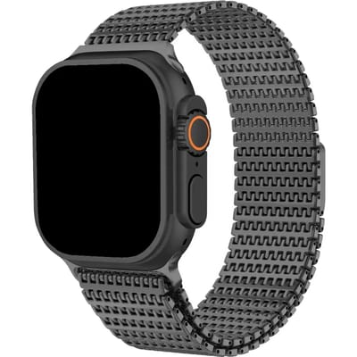 123watches bandje Brava - staal - zwart - 44 · 45 · 46 & 49 mm - Geschikt voor Apple Watch series 1/2/3/4/5/6/7/8/9/10/11/12/SE/SE2/SE3/Ultra/Ultra 2/Ultra 3/Ultra 4