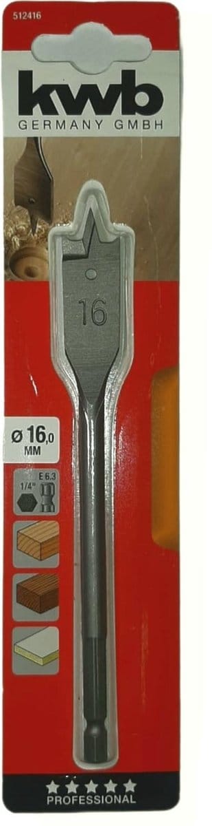 KWB - Speedboor - Lepelboor - met voorsnij punten - 16mm Profi