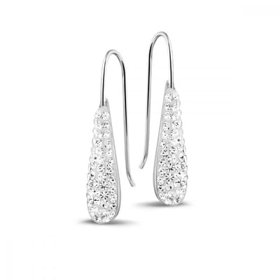 Twice As Nice Oorbellen in zilver, druppel met witte kristallen Wit