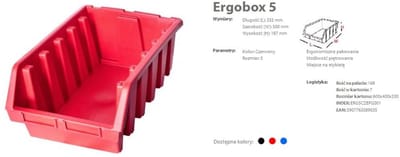 Patrol Ergobox 5 - Opbergbox - Rood - Kunststof - Stapelbaar