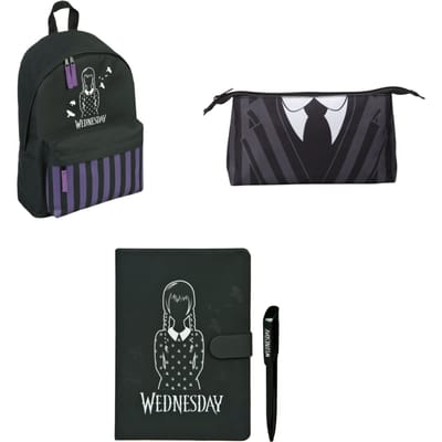 Wednesday schoolset; rugzak, etui en notitieboek met pen