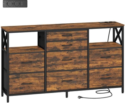 Turold Kast - Opbergkast - Ladekast - Opbergmeubel - 140cm - voor woonkamer, slaapkamer en hal - Industrieel - Hout - Zwart