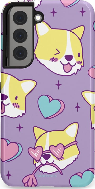 Casetastic Hoesje Geschikt voor Samsung S22 - Stijlvolle Beschermende Duo-layer Case - Liefde is een Corgi