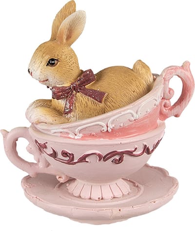 Clayre & Eef Beeld Konijn 9 cm Bruin Roze Polyresin