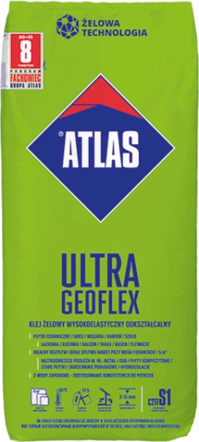 Atlas Geoflex Ultra flexibele tegellijm S1 Vloerverwarming geschikt, ook voor XXL Tegels 25 KG