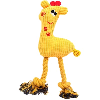 Hond Knuffel Puppy Kauwen Gevlochten Touw Flanel Giraffe Vorm Veilig Schattig voor Huisdier Tandenpoetsen