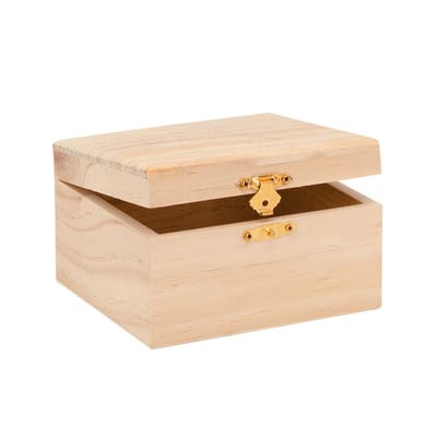 Houten kist, rechthoekig, grenenhout, onbehandeld, om te beitsen, te beschilderen, te decoreren, afmetingen 12,5 x 11,5 x 7,5 cm – Geschikt voor pyrografie!