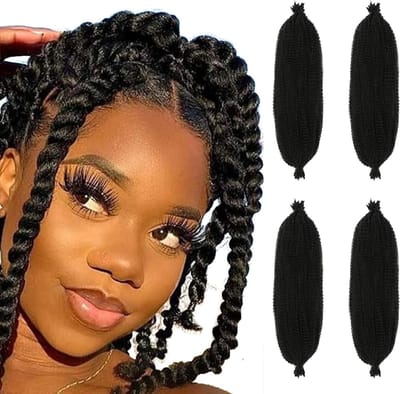 12 Inch Pre-Stretched Haar Extensions voor Afro Marley Locs - Springy Twist, Synthetisch, Perfect voor Vlechten en Haarstyling