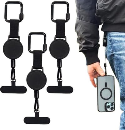 3 stuk intrekbaar antidiefstal telefoonkoord voor buiten - Duurzame, intrekbare antidiefstal telefoonhouder, lichtgewicht koordhouder met veilige clip, draagbaar bevestigingssysteem voor reizen, wandelen en klimmen