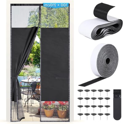 Magnetisch vliegengaas voor deuren 100 x 210 cm - Bescherming tegen muggen, insecten en privacy met polyester zonder gaten (2 deuren)