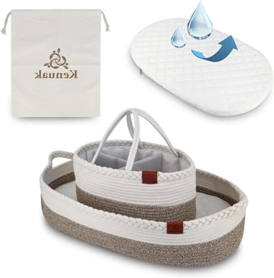 Babywikkelmand - Nieuweling mand aankleedmat - Baby verzorgen - Waterdichte hoes - 75 x 42 x 14 cm - Aarde
