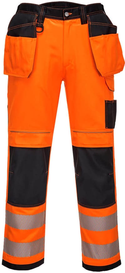 Portwest PW3 Hi-Vis Stretch Broek met Holsterzakken PW306 - Oranje/Zwart - 28