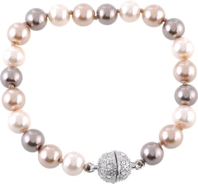 Behave - handgeknoopte parelarmband - zwart grijs crème - chic