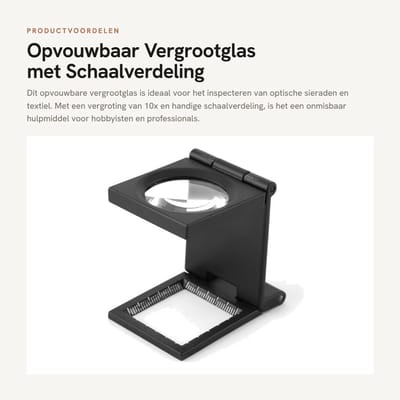 Dailygoods- Vergrootglas 10x Vergroting - Opvouwbaar - Draagbare Houder - Zinklegering - Schaalverdeling - 180 Dagen Garantie - Loep