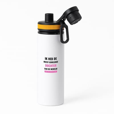 Hacebo® - ik heb de meest geweldige dochter van wereld (klopt, deze mok heb ik van haar) waterfles met draaidop oranje - de meest geweldigste dochter - verjaardagscadeau - verjaardag - cadeau - cadeautje voor dochter - water fles - 850ML