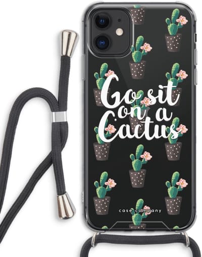 Case Company® - Hoesje met koord geschikt voor iPhone 11 hoesje met Koord - Cactus quote - Telefoonhoesje met Zwart Koord - Bescherming aan alle Kanten en Over de Schermrand