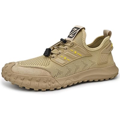 Nieuwe Herenschoenen Zomer Mesh Ademend Outdoor Mode Schoenen Heren Casual Sneaker Alles-Passend Zachte Zool Instapper 44 zand
