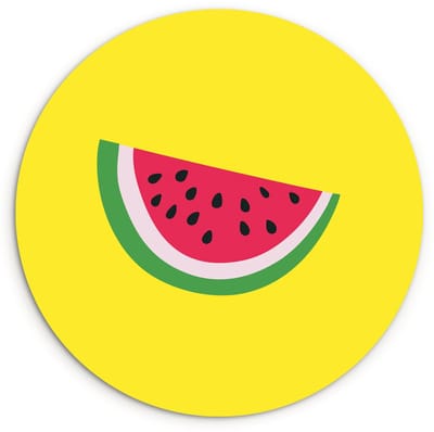 WallCircle® Wandcirkel 120x120 cm - Muurcirkel Fruit - Watermeloen - Geel - Muurdecoratie woonkamer - Wanddecoratie slaapkamer - Kamer decoratie accessoires - Ronde schilderijen XXL