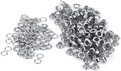 100 Stuks 5mm Eyelets en Grommets Set - Metaal Eyelets met Ringen voor Leer, Handwerk, Schoenen en Kleding (Zilver)