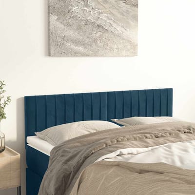 vidaXL Hoofdborden 144x5x78/88 cm fluweel donkerblauw