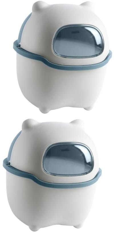 Prullenbak Beer - Afvalbak Decoratief - Bureau Opruimen - Met Deksel - 2 stuks - Blauw