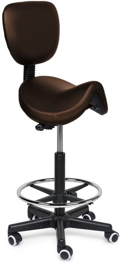 Dailygoods- Zadelkruk Premium - Ergonomisch - Rugleuning - Luxe Koud-Schuim Vulling - Draagkracht tot 175 kg - Zwart - Bureaustoel