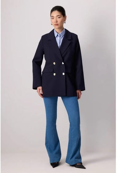 Touché Privé - Blazer met parelmoer knopen - Marine - Dames