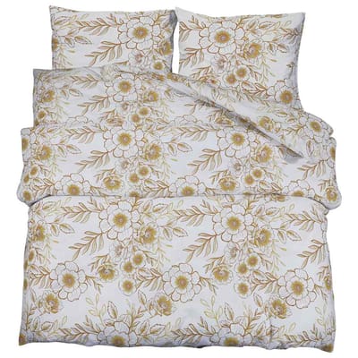 vidaXL Dekbedovertrekset 240x220 cm katoen wit en bruin