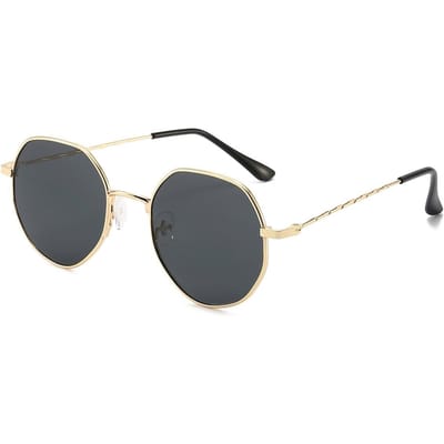 Polygon Metalen Zonnebril Vintage Montuur Voor Vrouwen Zonnebrillen Mannen Luxe Merk Ontwerp Zonnebrillen Vrouwen Spiegel Gafas De Sol Uv400 goud