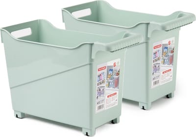 Plasticforte opberg Trolley Container - 2x - mintgroen - L38 x B18 x H26 cm - kunststof