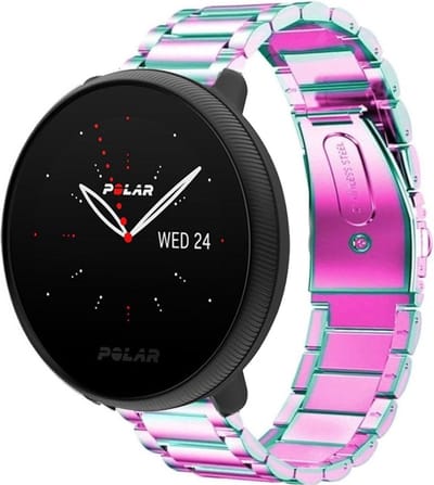 Strap-it Stalen schakel bandje - geschikt voor Polar Ignite / Ignite 2 / Ignite 3 / Unite / Pacer - regenboog