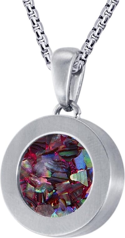 Quiges 12mm Mini Munt Hanger Zilverkleurig RVS Mat met Schelp Multi Vlokjes Munt en Bolletjes Ketting 42-46cm