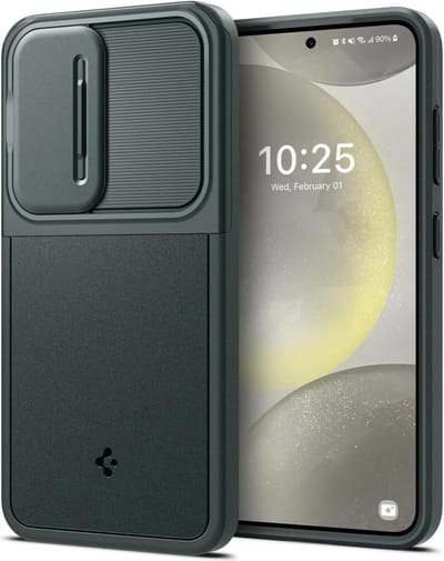 Spigen Optik Armor Geschikt voor Samsung Galaxy S24 - Back Cover met Camera Slider - Groen