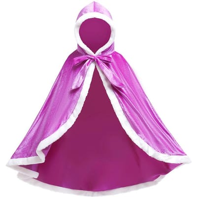 Cape à Capuche Princesse Fille Vêtements d'Hiver pour Enfants Cape Fête de Noël Halloween Costume Cosplay Enfant Bleu Violet Jaune Rouge 100cm pink