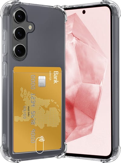 Hoesje - Geschikt voor Samsung Galaxy A35 - Met Pashouder en Kaarthouder - Telefoon Hoes Shockproof - Siliconen Case - Back Cover - Shock Proof - Pasjes Houder - Transparant