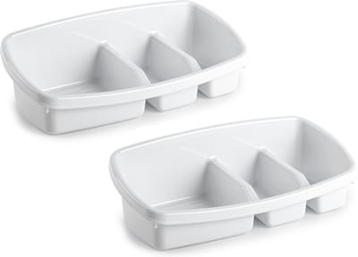 Plasticforte Keukenspons houder - 2x stuks - 26x14 cm - wit - doekjes organizer - keuken - kunststof