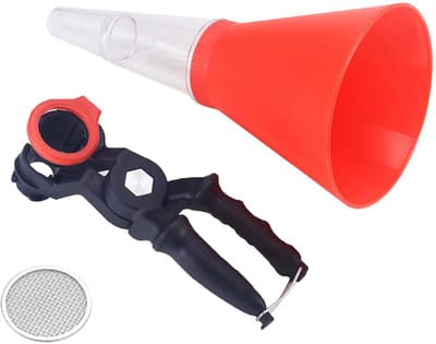 Tanktrechterset voor benzine - Trechter voor het bijvullen van motorolie - Verstelbare trechter - Universeel - Olietrechter - Filter - PE-kunststof - Rood